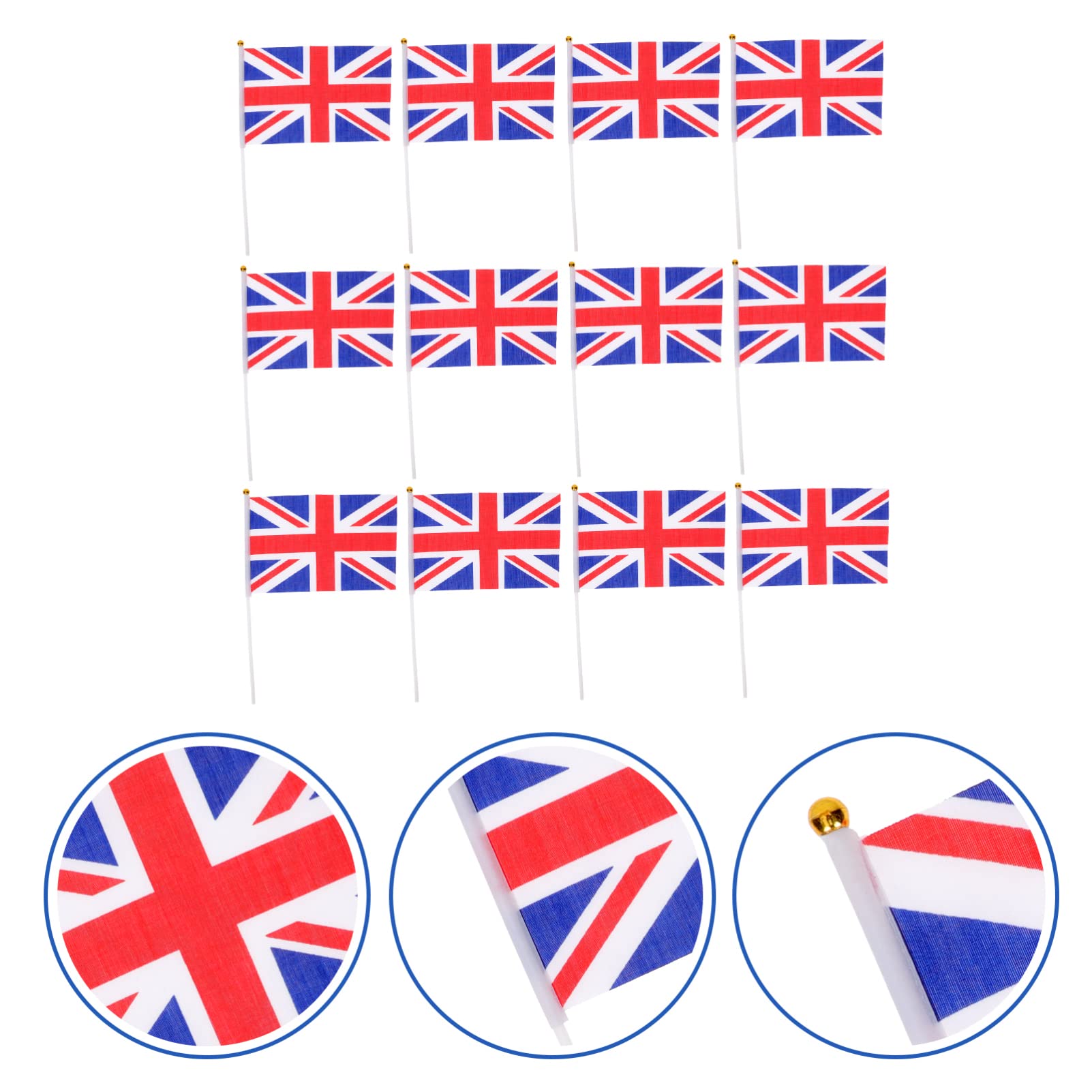 100 Bandierine Union Jack Da Mano – 14x21 Cm Con Asta Da 30 Cm, Ideali Per Feste A Tema Britannico E Eventi Sportivi