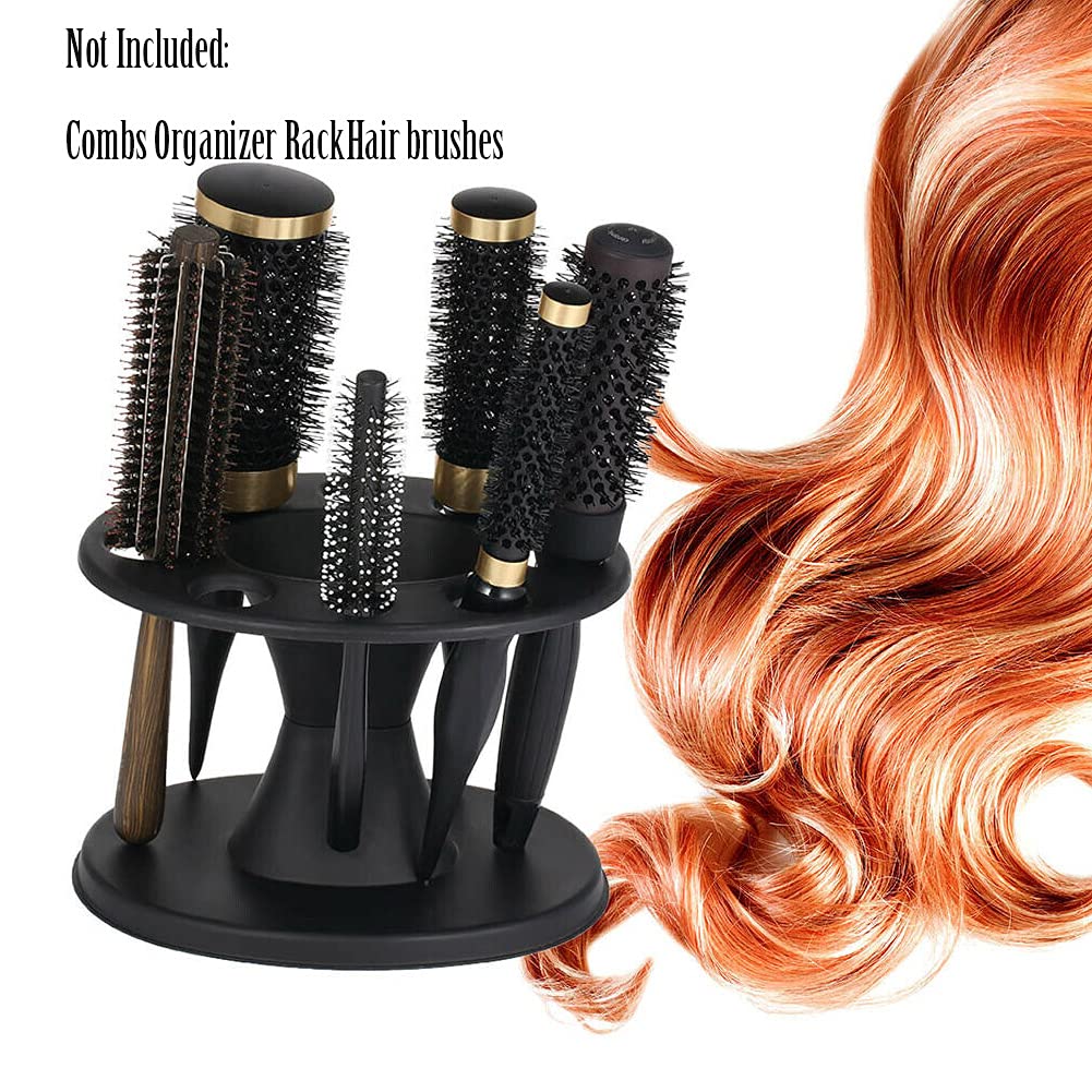 AKOAK 1 Pack Comb Display Rack Circular Plastic Hair Brush Storage Frame Professional Salon Hair Perm and Hair Dye Storage Tool Accessories (Black) image 3