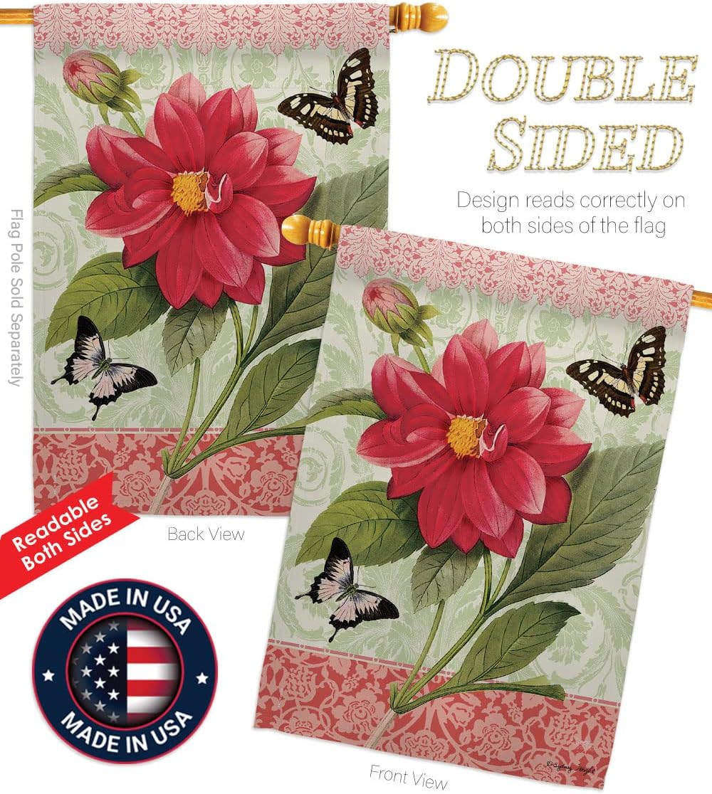 Breeze Decor FL-H-104080-IP Double Dahlia Decorative Vertical House Flag, 28" x 40", Multicolor