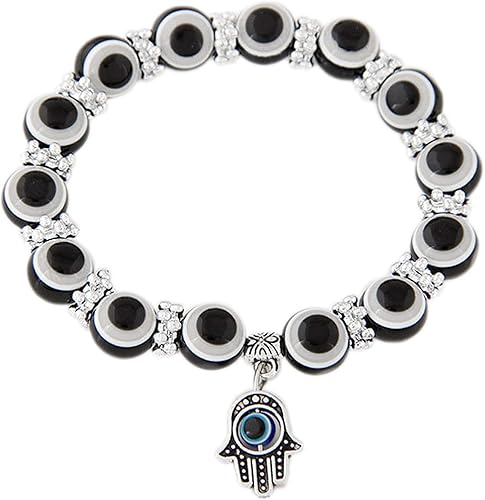 Miniatura 3 de Juego de pulseras elásticas de cuentas de cristal turco contra el mal de ojo, amuleto de protección de hebras de cristal, amuleto de Fátima Hamsa,