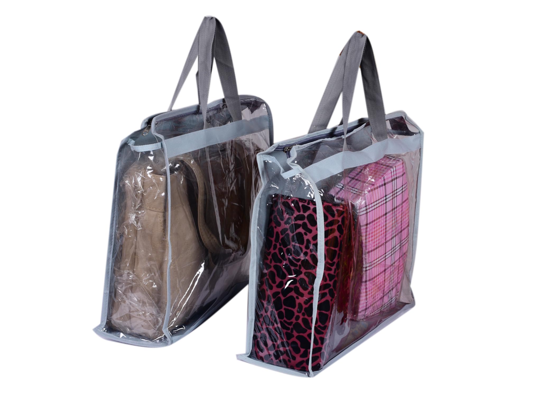 suneshcreation Sunesh CreationTransparent Bag Waterproof Plastic Lightweight Purse Storage with Zipper and Handle Pack of 2-picture-30