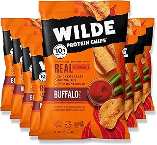 WILDE Buffalo Protein Chips, Thin and Crispy, High Protein, Keto Friendly, Made with Real Ingredients, 2.25oz Bags (Pack of 8)…