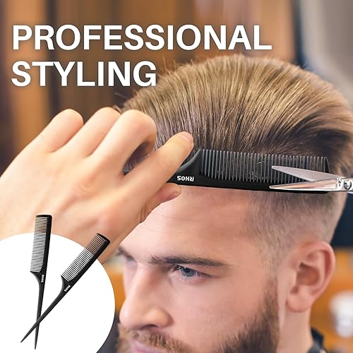 Miniatura 6 de RHOS Juego de peines para mujeres y hombres, 3 piezas, dientes anchos, cola de rata, peines para el pelo de tocador, peines desenredantes para todo