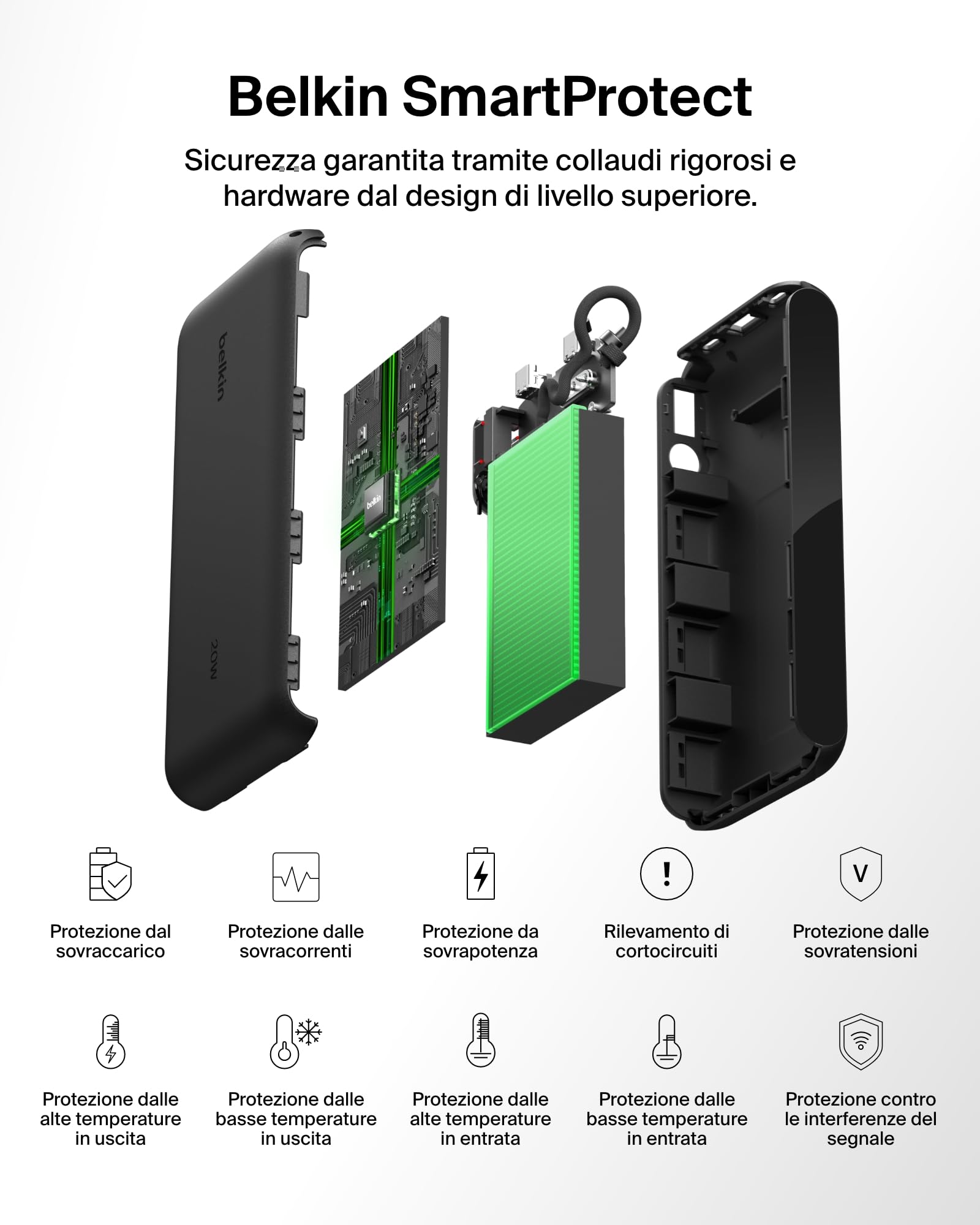 Belkin BoostCharge Power Bank 20000mAh con Display Digitale - Nero | Caricatore Portatile 20000mAh, 2 USB-C, 1 USB-A, 20W, Sicuro per l'Aereo, Pre-Caricato, Cavo USB-C Rimovibile Incluso