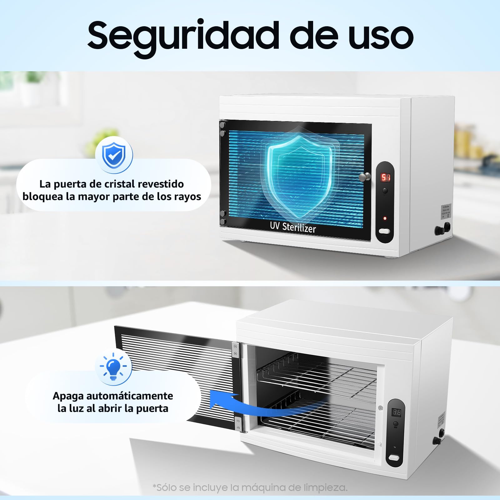 Sterilizzatore per unghie UV 10 L 360° Sterilizzatore per Unghie Tre Modalità di Timing, Sterilizzazione a 360° Display LCD per Cosmetici, Studi di Cura dei Piedi Saloni di Bellezza