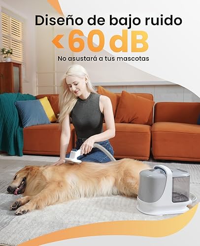 Miniatura 5 de oneisall Aspiradora de aseo para perros, 13000Pa potente con recipiente de polvo de 3L, aspiradora para mascotas con cortaúñas, molinillo para uñas