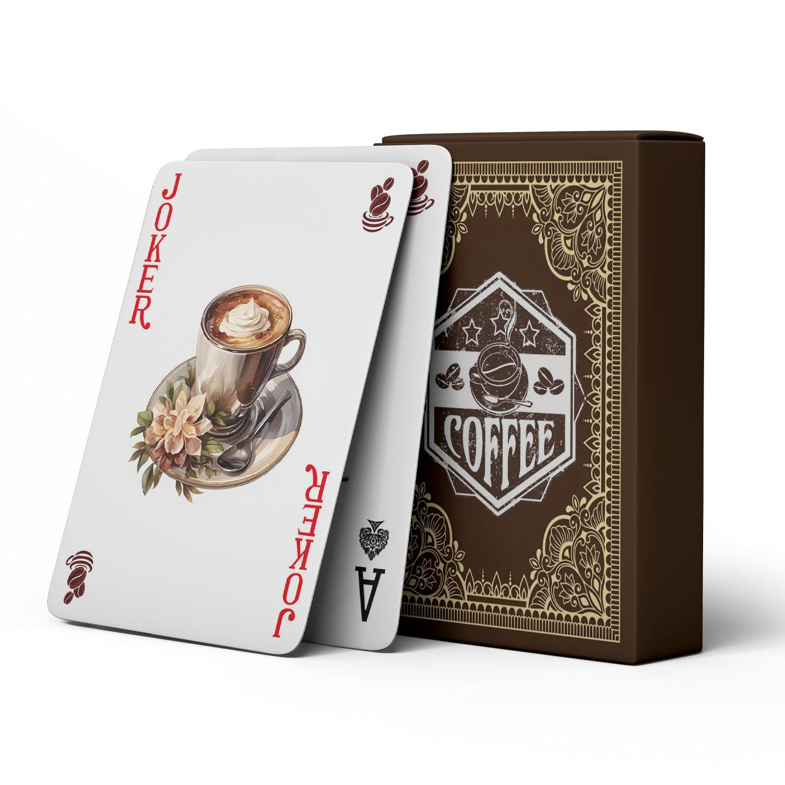 strublfe Coffee Theme Playing Cards, Retro Style Deck of Cards, Poker Cards, International Standard Size, Suitable for Travel, Party Entertainment. (