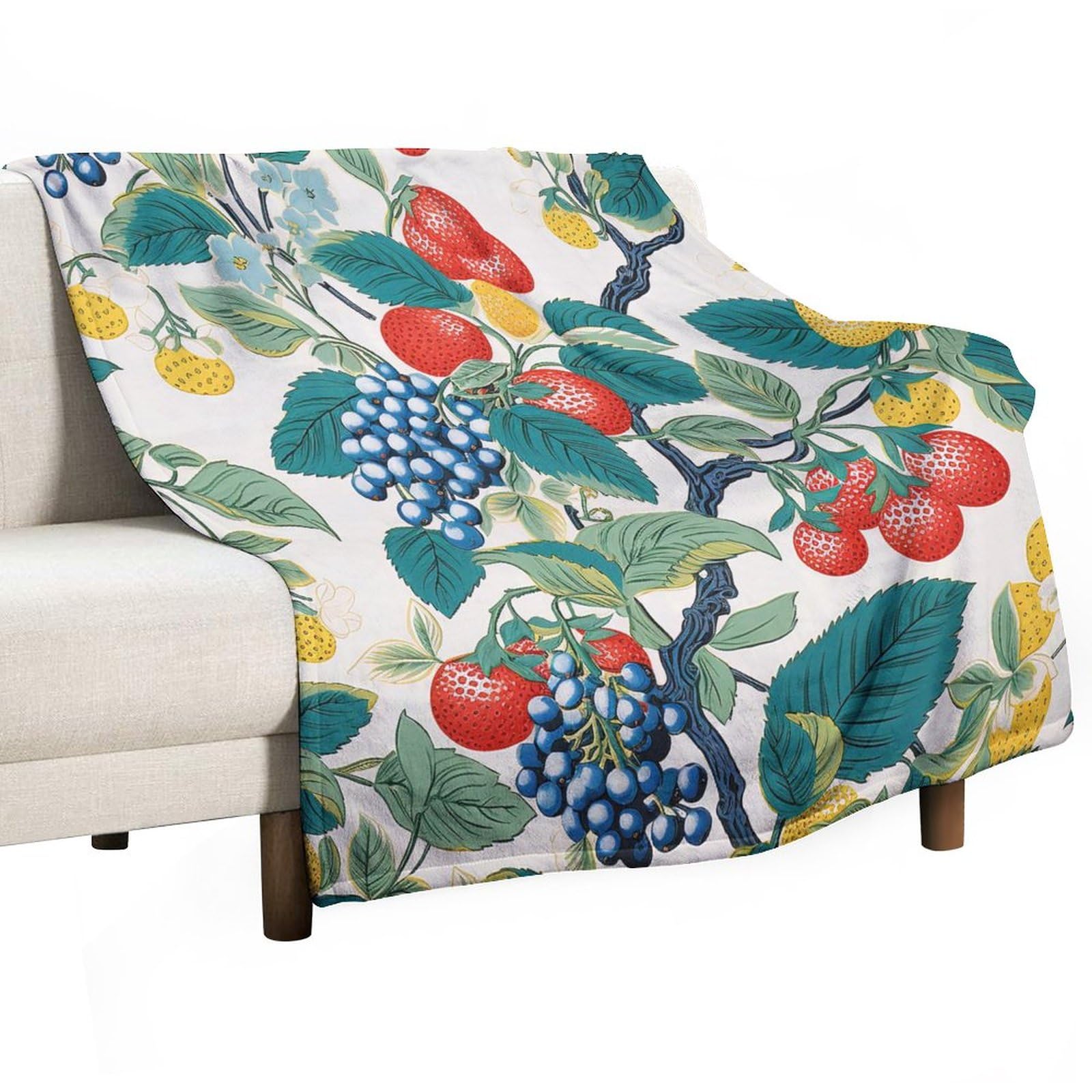 Couverture de lit d'été cerise et citron en polaire confortable 127 x 152 cm pour enfants