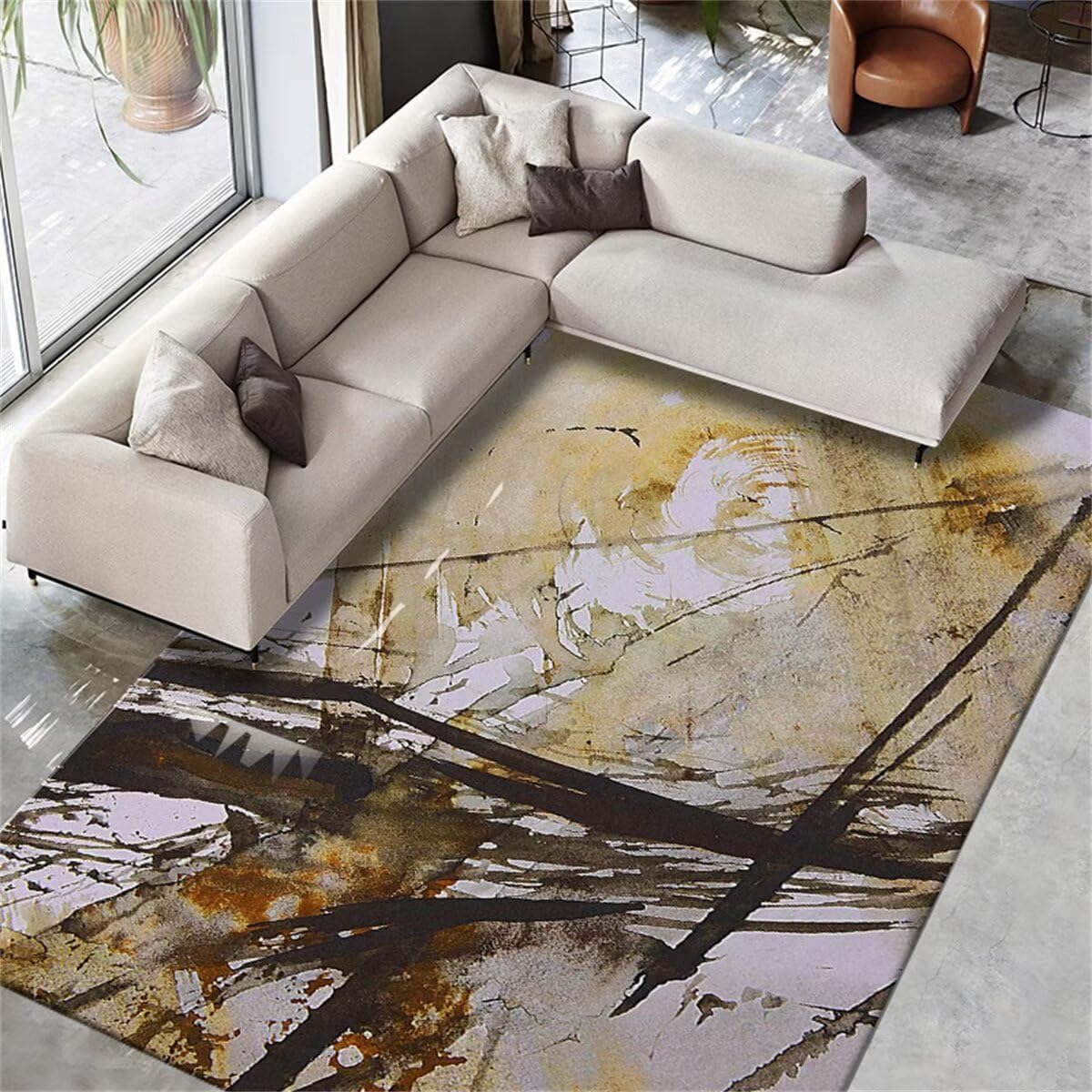 Tapis de chambre gris et jaune 40x60cm antidérapant pour déco maison