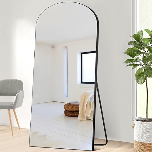 Miniatura 5 de PexFix Espejo de longitud completa, espejo arqueado negro de 71 x 31 pulgadas, espejo grande de pie inclinado y colgante [71 x 32 pulgadas, negro]