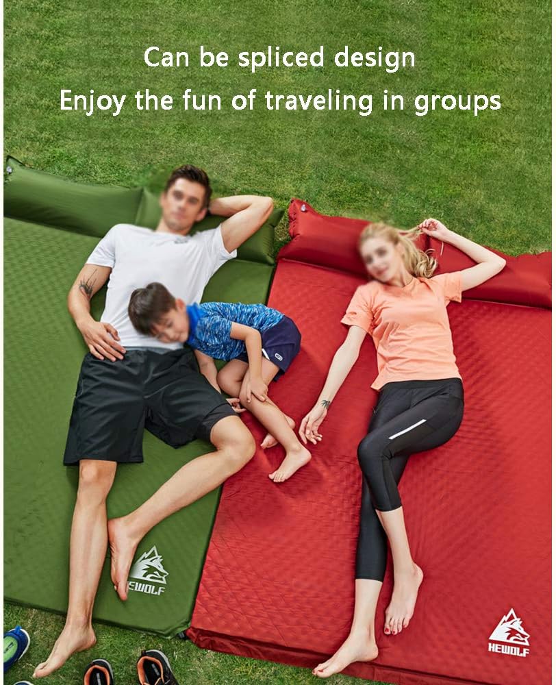 Adult Camping Sleeping Mat with Inflatable Valve Self-Inflating Camping Mat Lightweight Non-Slip Compact and Waterproof Beach Mat The Best Sleeping Mat for Backpacking and Hiking (Red)