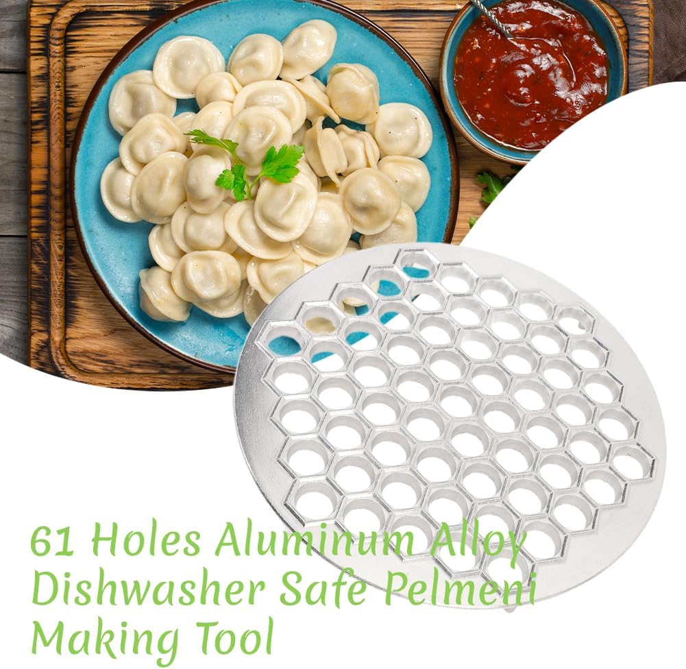 Russian Dumpling Maker, 61 Holes Aluminum Alloy Ravioli Maker Dumplings Mold Pelmeni Making Tool Ravioli Cutter for Home Restaurant Kitchen Supplies(33.5cm）