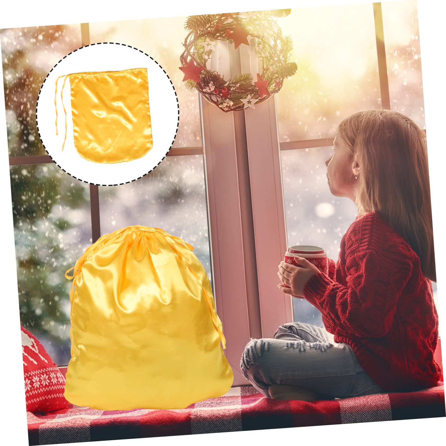 SOLUSTRE 5piezas Bolsa De Santa Claus Diseño De Cordón Para Almacenamiento De Navideños Bolsa Grande De Dorada Para Dulces y Decoración De Fiestas