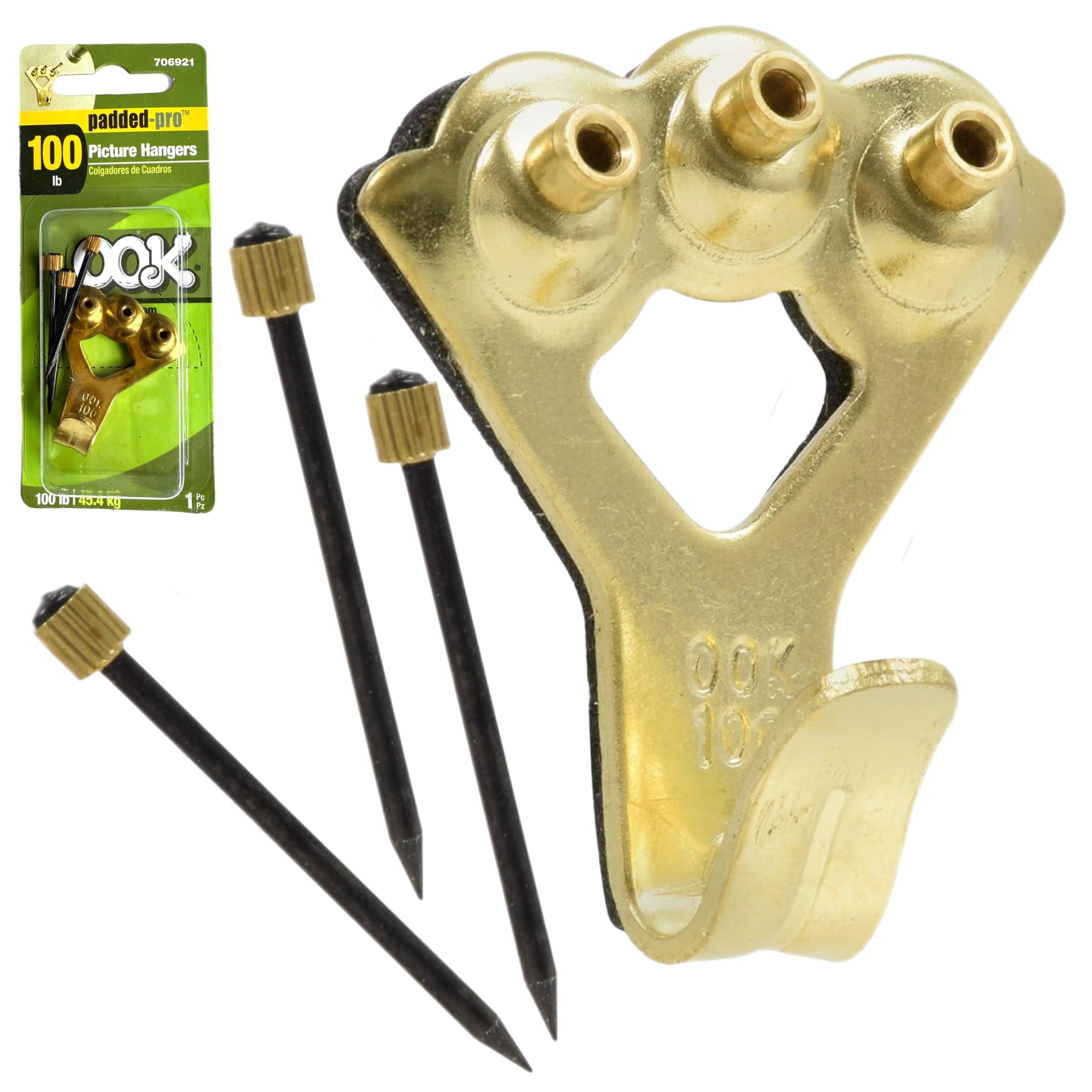 10 Pack Picture Frame Hanging Hooks Heavy Duty 100 lb Capacity Picture Hanging Hardware with Nails Padded Back Pro No Wall Damage – Reusable Wall Décor Mirror Art for Drywall & Plaster