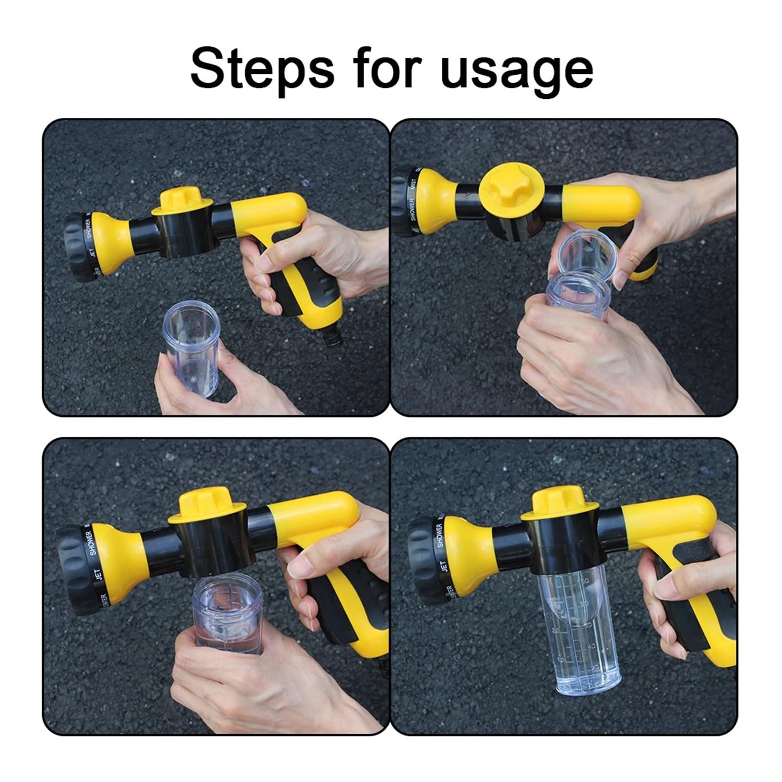 KKXXYQFC Manguera de jardín Pistola rociadora Herramienta de limpieza Pistola de agua Rociador portátil para lavadora de automóviles Lanza de espuma automática Boquilla ajustable de 3 grados Chorro de