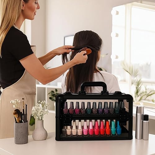 Miniatura 5 de Ver Beauty Estuche de maquillaje para artista de uñas de acrílico blindado de 0.150 in, organizador de viajes, almacenamiento de cosméticos con 2