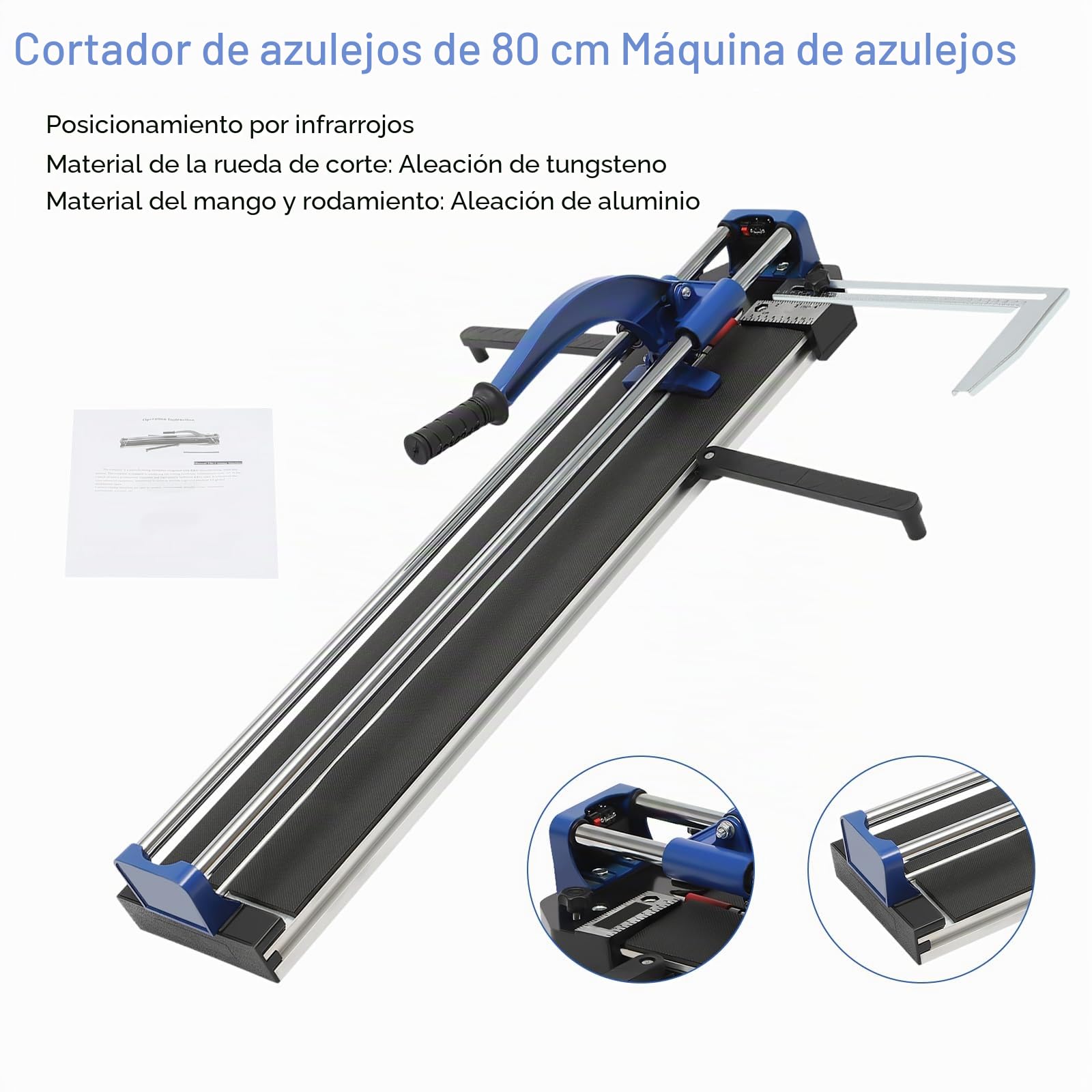 Máquina De Corte De Azulejos Doble Pista Corte De Preciion Máquina De Corte De Azulejos De Ceramica Para Porcelana, Ceramica, Azulejos De Suelo (Azul)