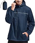 Rain Jacket Men Waterproof Windbreaker Packable Lightweight Raincoat with Hood for Golf Fishing