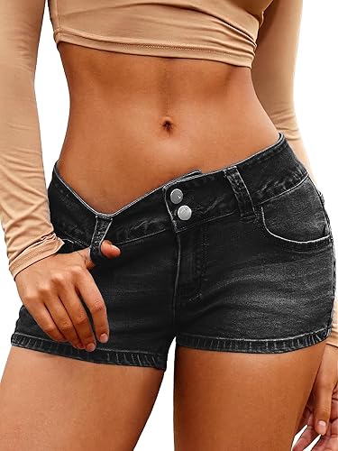ELLEVEN Y2K Low Rise Mini Denim Shorts for Women -