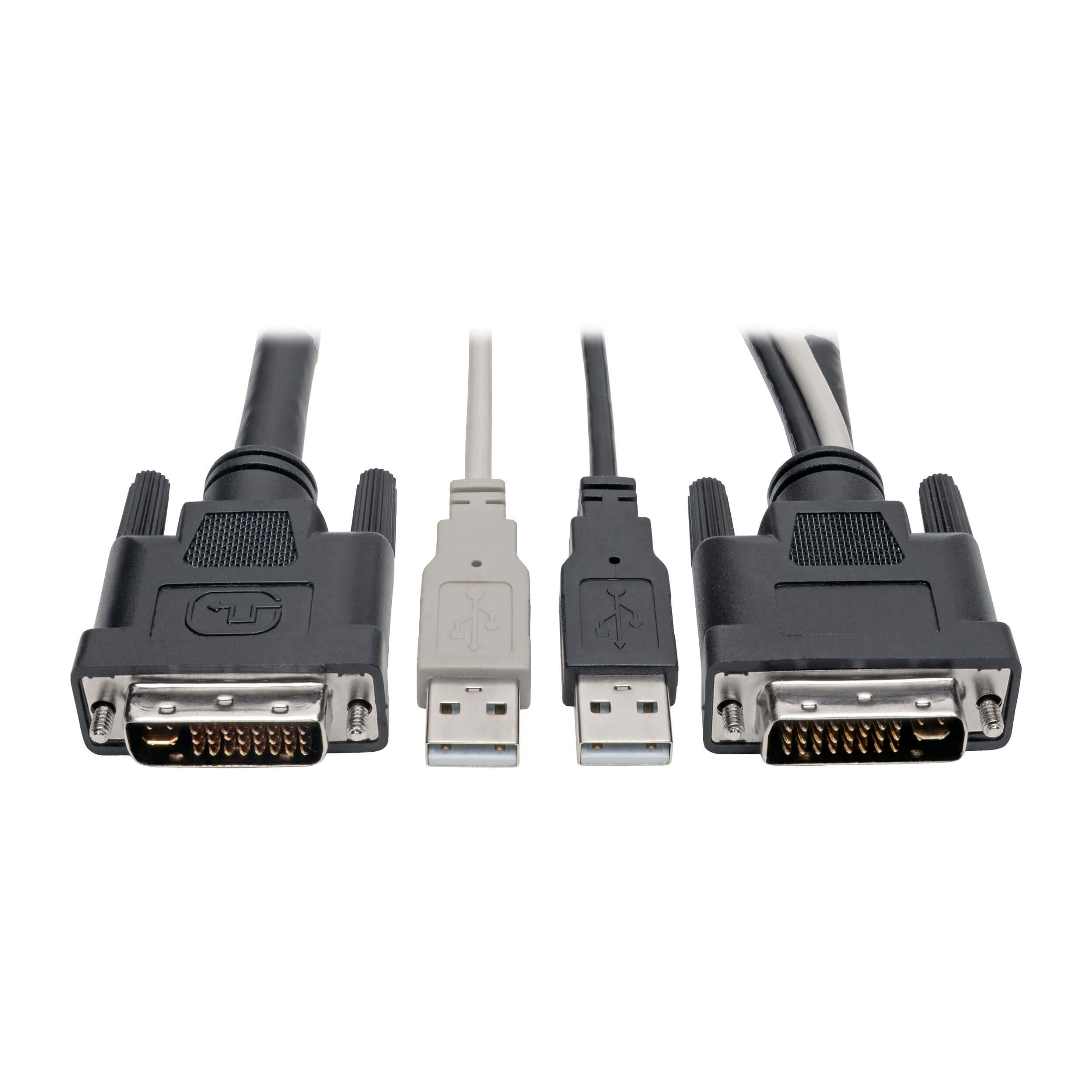 Tripp Lite DVI to USB-A Dual KVM Cable Kit 2X Male 1080P @60Hz 10ft (P760-010-DVI)