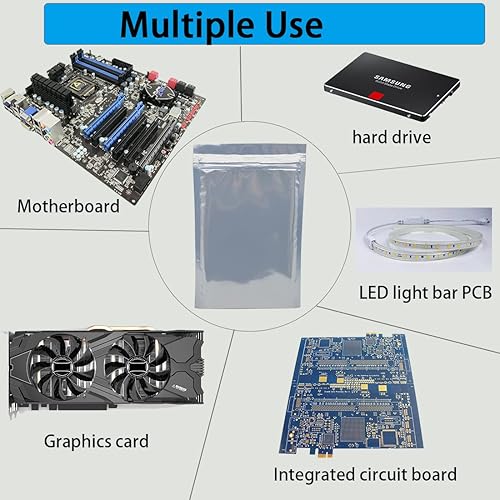 Miniatura 6 de Bolsas antiestáticas, 10 bolsas de protección ESD supergrandes de 16 x 24 pulgadas, bolsas antiestáticas para placa base, GPU, tarjeta gráfica y