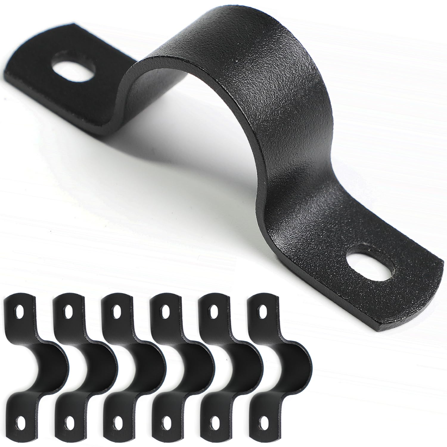 Black U-Clamps 1/2 INCH Metal Pipe Clamps 2-Hole U-Brackets Suitable for DIY Pipe Fixing (Pack of 6)