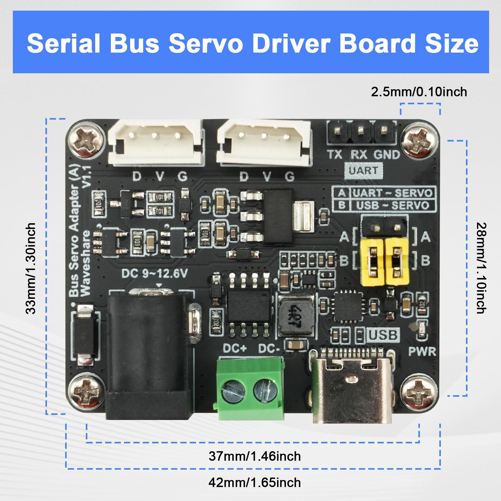 Bus Servo Driver Board pour St/SC Gamme Binghe Serial Bus Servo Adapter Circuits intégrés de Puissance et de Commande pour servomoteurs Support de Communication UART pour Rasp-Pi 4