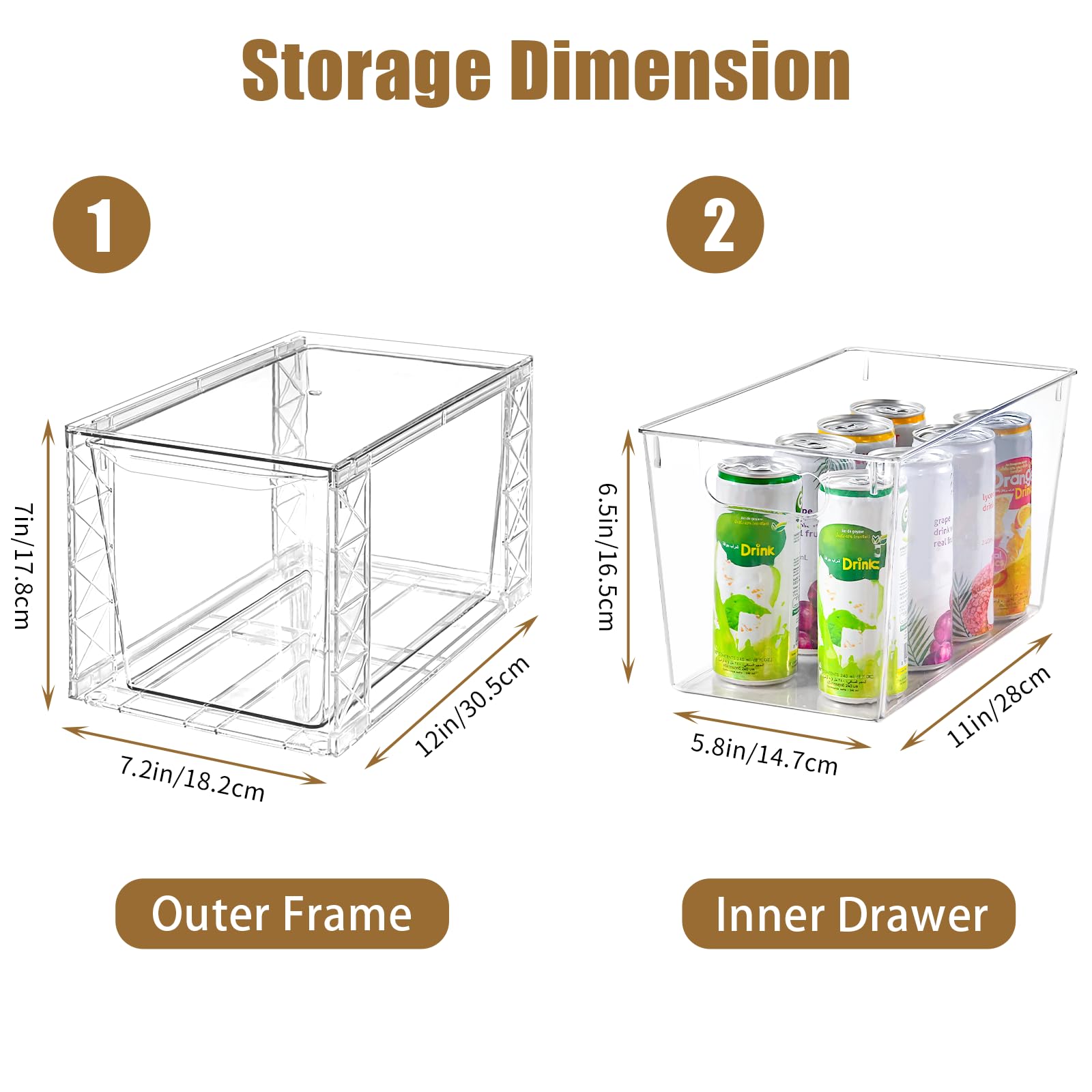 Confezione da 4 contenitori impilabili da cucina, organizer per dispensa e stoccaggio, contenitori trasparenti per alimenti con manici, facili da montare per bagno, cucina, dispensa, armadio, armadio