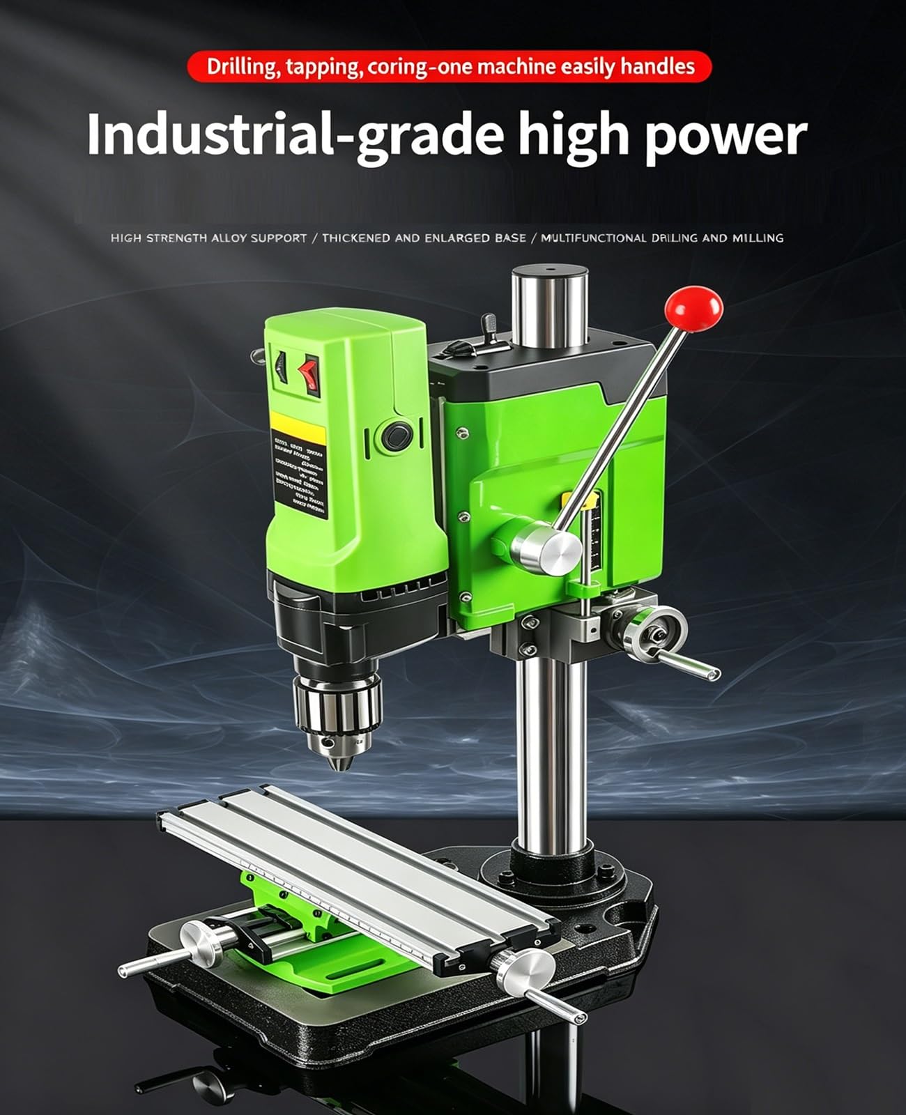 Taladro de Columna Eléctrica Mini, Mesa Máquina de Perforación, Interruptor de 6 Velocidades Ajustables, Portabrocas de 1,5~13 mm, Máx 2800 Rpm
