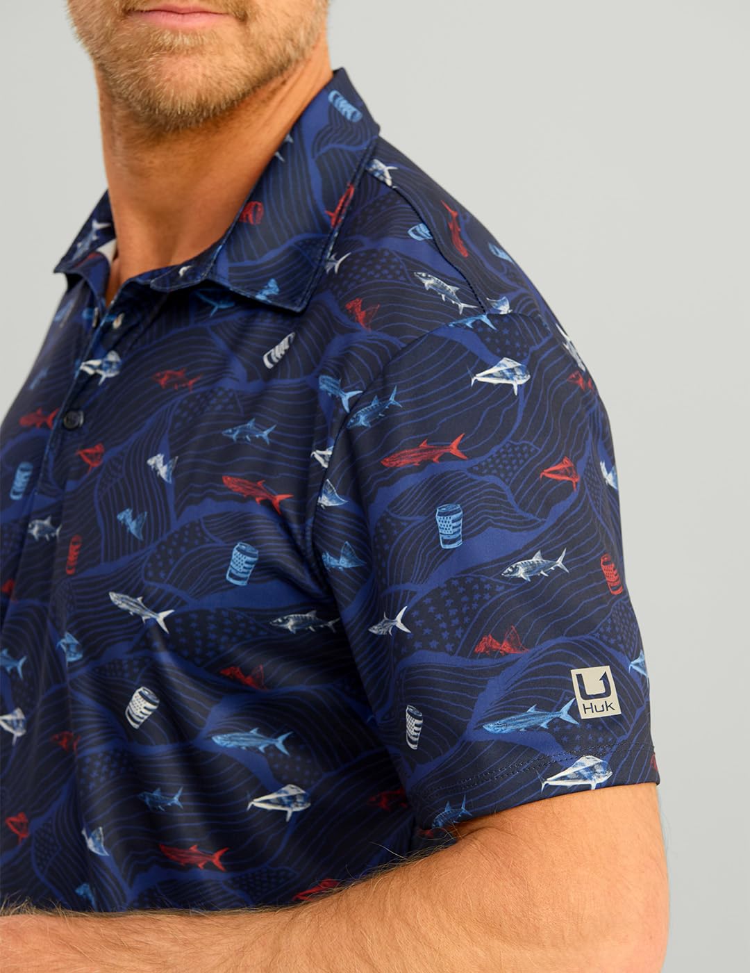 HUK Pursuit Pattern Polo, Performance Short Sleeve Polo Shirt H1200635 Uomo