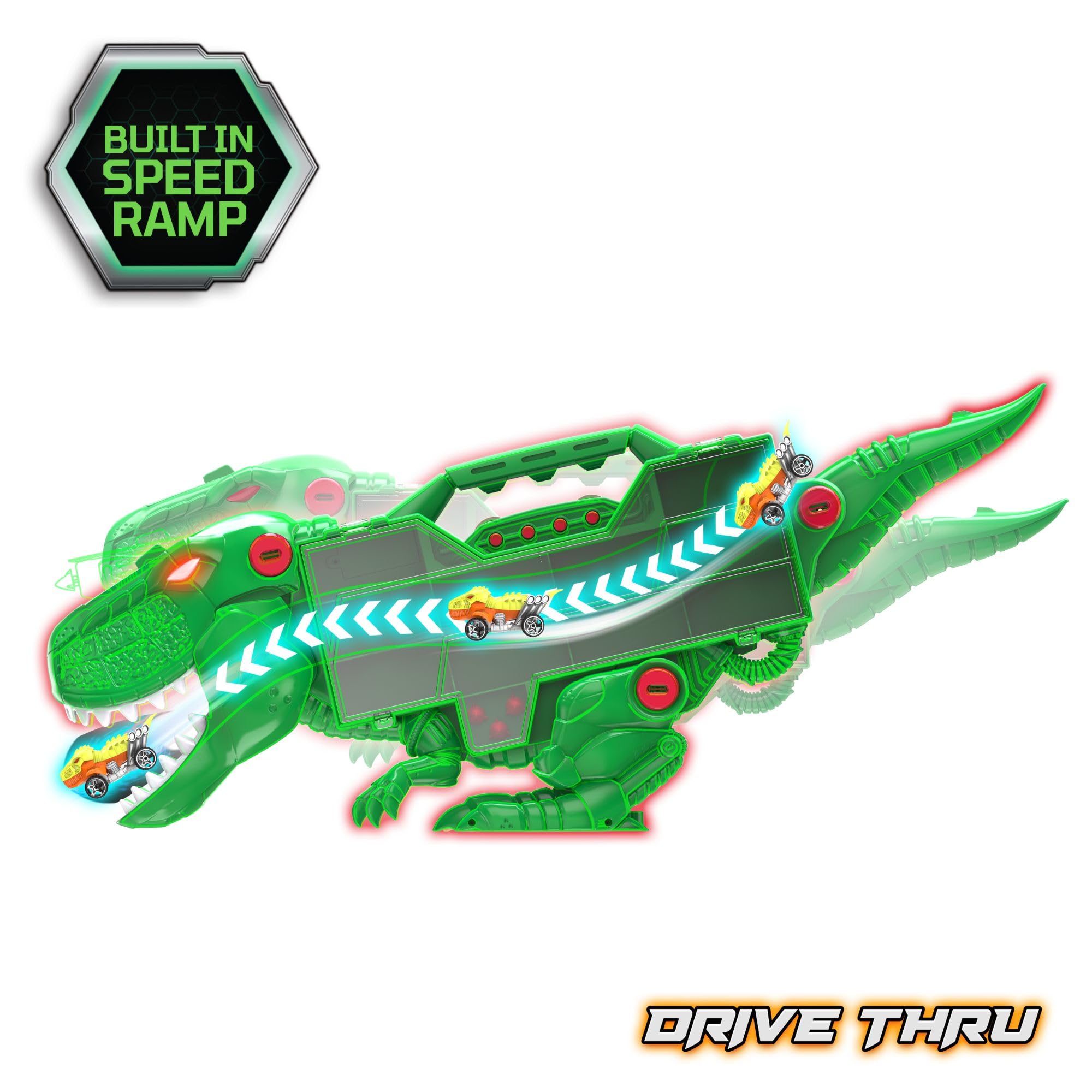 Teamsterz Beast Machines Transporter | Światło i dźwięk z miniaturowymi samochodami, Samochodami Dinozaurami i Figurkami Dinozaurów | Strzelanie do T-Rex z pociskami | 3 lata i więcej