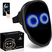 MEGOO Bluetooth LED Face Mask - Programmable App, 2121 RGB LEDs, Light-Up Glow Mask for Halloween Parties, Adults & Kids