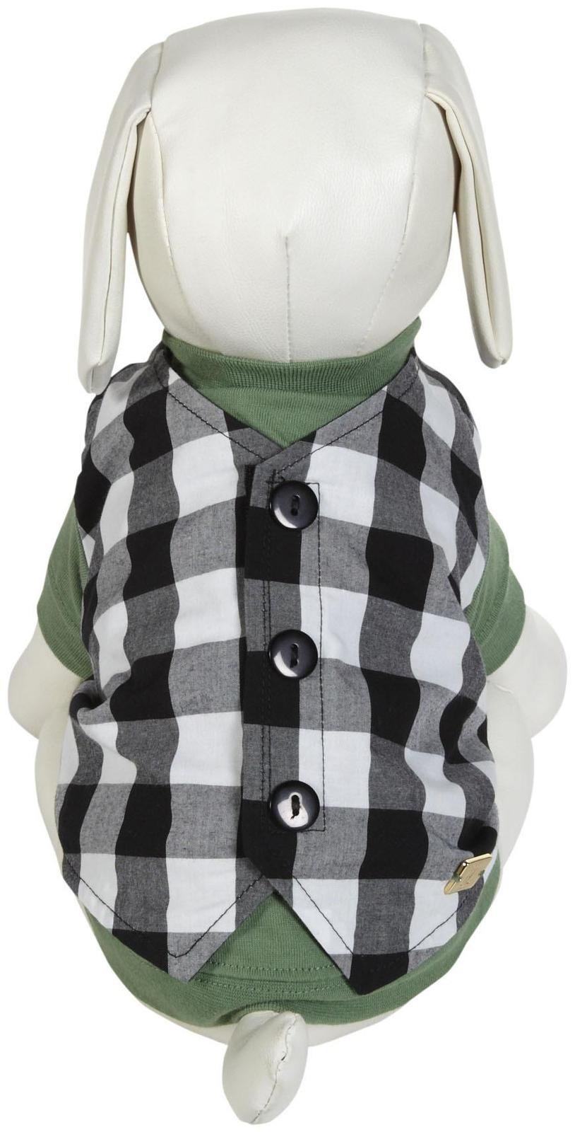 Gilet vert imitation veste sans manche gingham carreaux taille s m