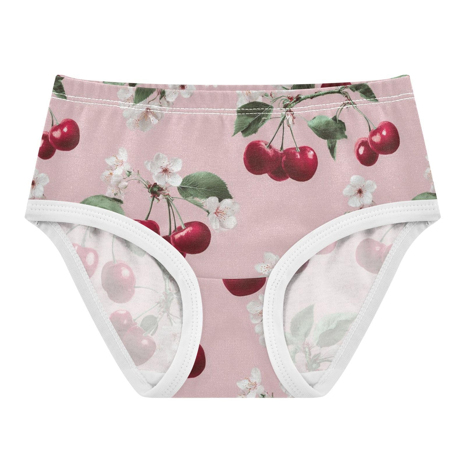 Wusikd Cherries Flowers Pink Girls Underwear Cotton Girls Briefs Soft Toddler Underwear 2T