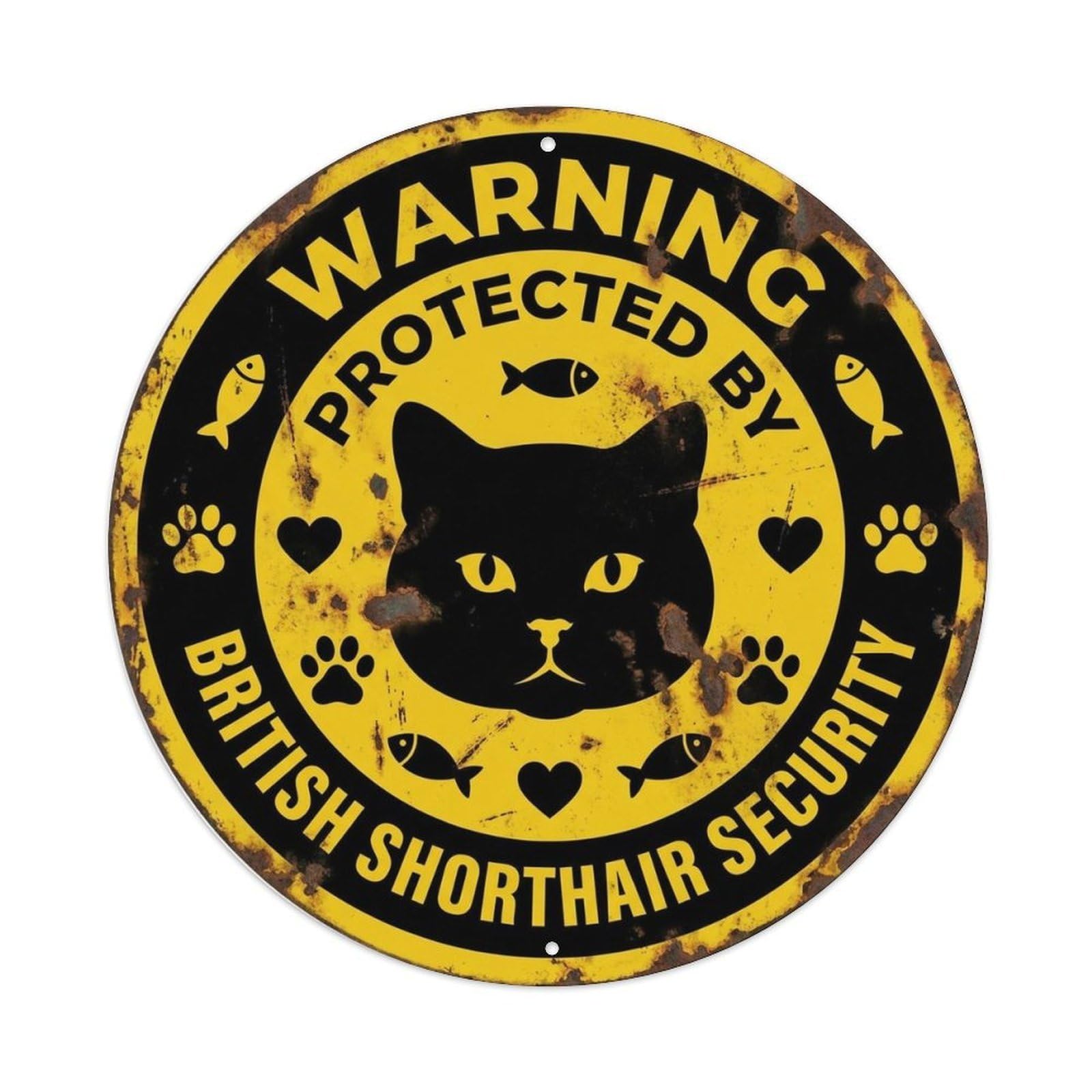 British Shorthair Security Warning Vintage Green Metal Tin Sign