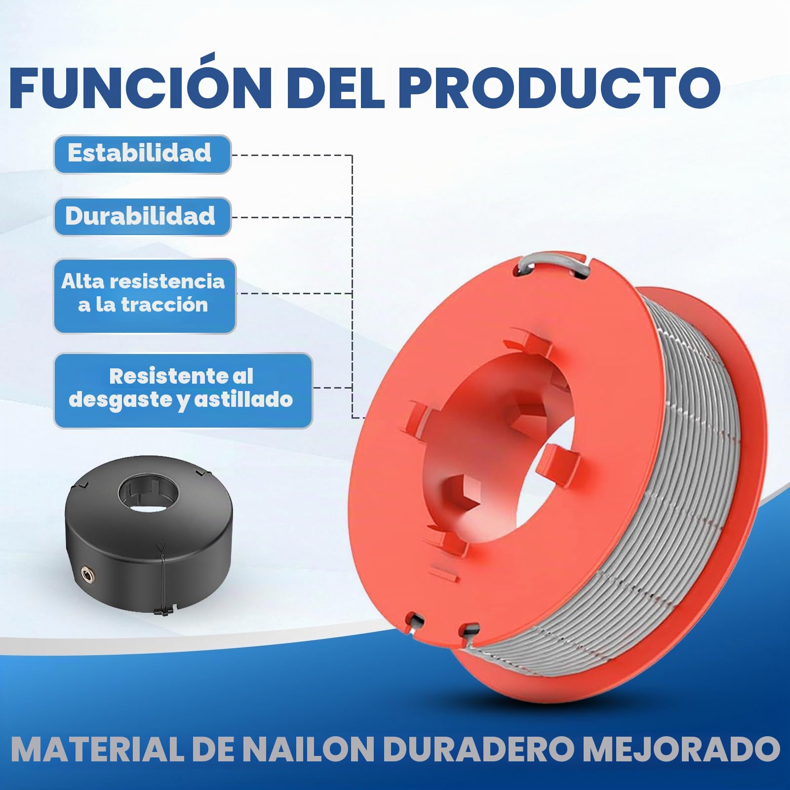 4 Bobinas de Hilo para Cortabordes Compatibles con Bosch F016800175,para Bosch Art 23 26 30 Combitrim, Art 23 26 Easytrim,Ø1,6mm 8m, con cubierta de bobina F016L71088(4 Bobina+1 Tapa)