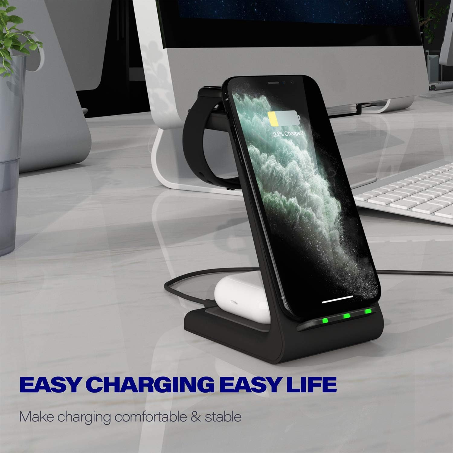 Frее Shірріng Ovеr $50 Kertxin Wireless Charger Stand,3 in 1 Wireless Charging Station for iPhone 13/13 Plus /12/12 Pro/Glaxay S21/S20/ Note 20/Note 10/S10/S9,iWatch 7/6/5/4/3/2/1