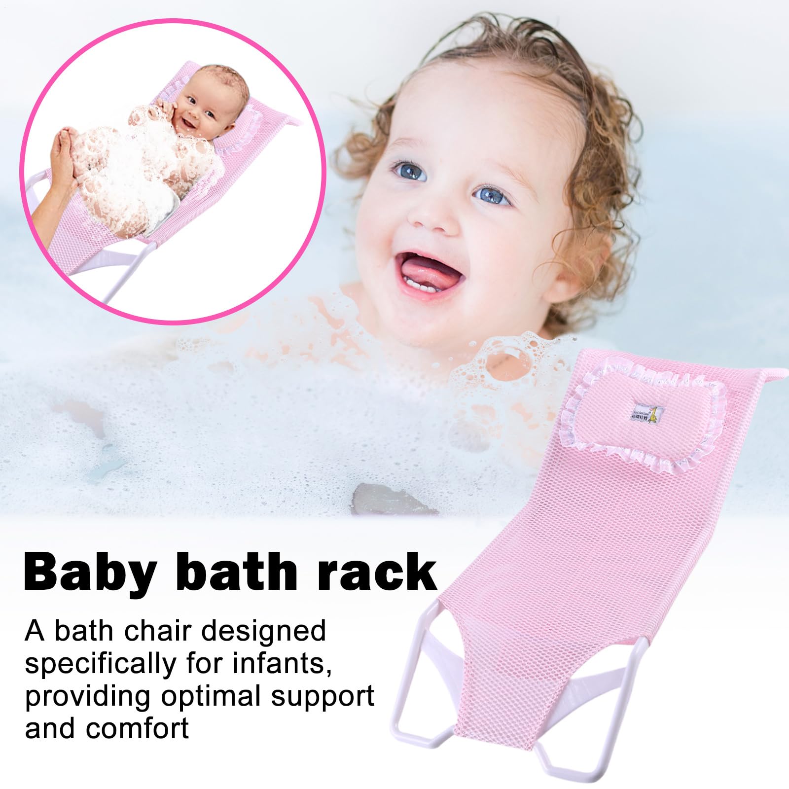 Soporte de Baño de Malla para Bebés Asiento de Ducha Cómodo de Malla | Red de baño para niños pequeños para Niños y Niñas, Baño en Casa, Ducha, Padres Primerizos
