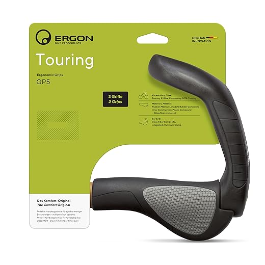 Ergon GP5 Ergonomic Lock-On Grips – Extended Bar Ends for MTB, Touring, Commuter & E-Bike Comfort and Control