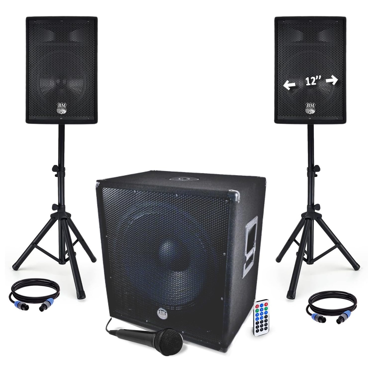 BMS1812-USB-BT Sub 18" 2400W USB/BT 2x12" Altoparlanti
