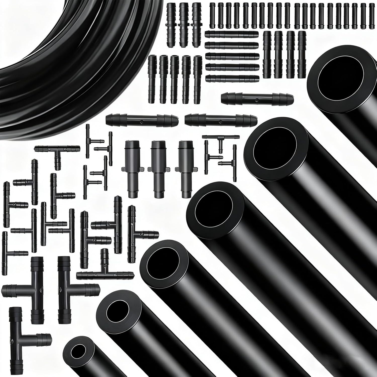 Tnisesm Silicone Vacuum Hose Kit: 6x5FT Hoses (1/8"-3/8") + 65 Connectors, High-Temp Automotive Vacuum Lines for Cars, Marine, Industrial