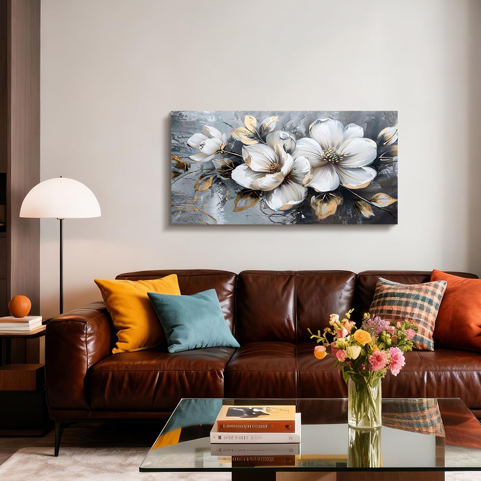 JHHUAMO Tableau Decoration Murale Salon Fleur Feuille Chambre 50x100 cm