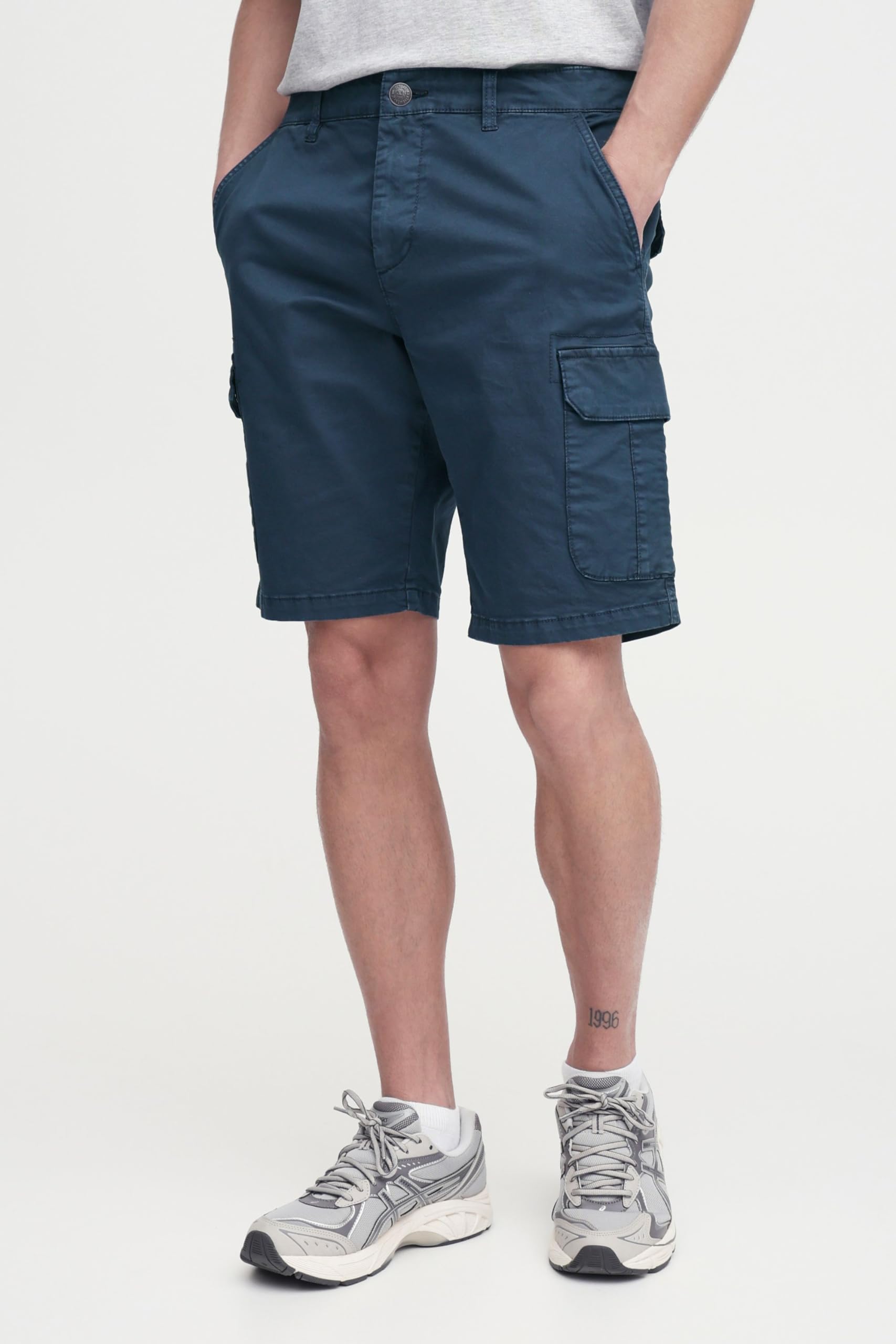 BLEND BHBarni Homme Cargo Shorts Bermuda Pantalon Court avec Poches Cargo Boucles de Ceinture Mélange de Coton Regular Fit