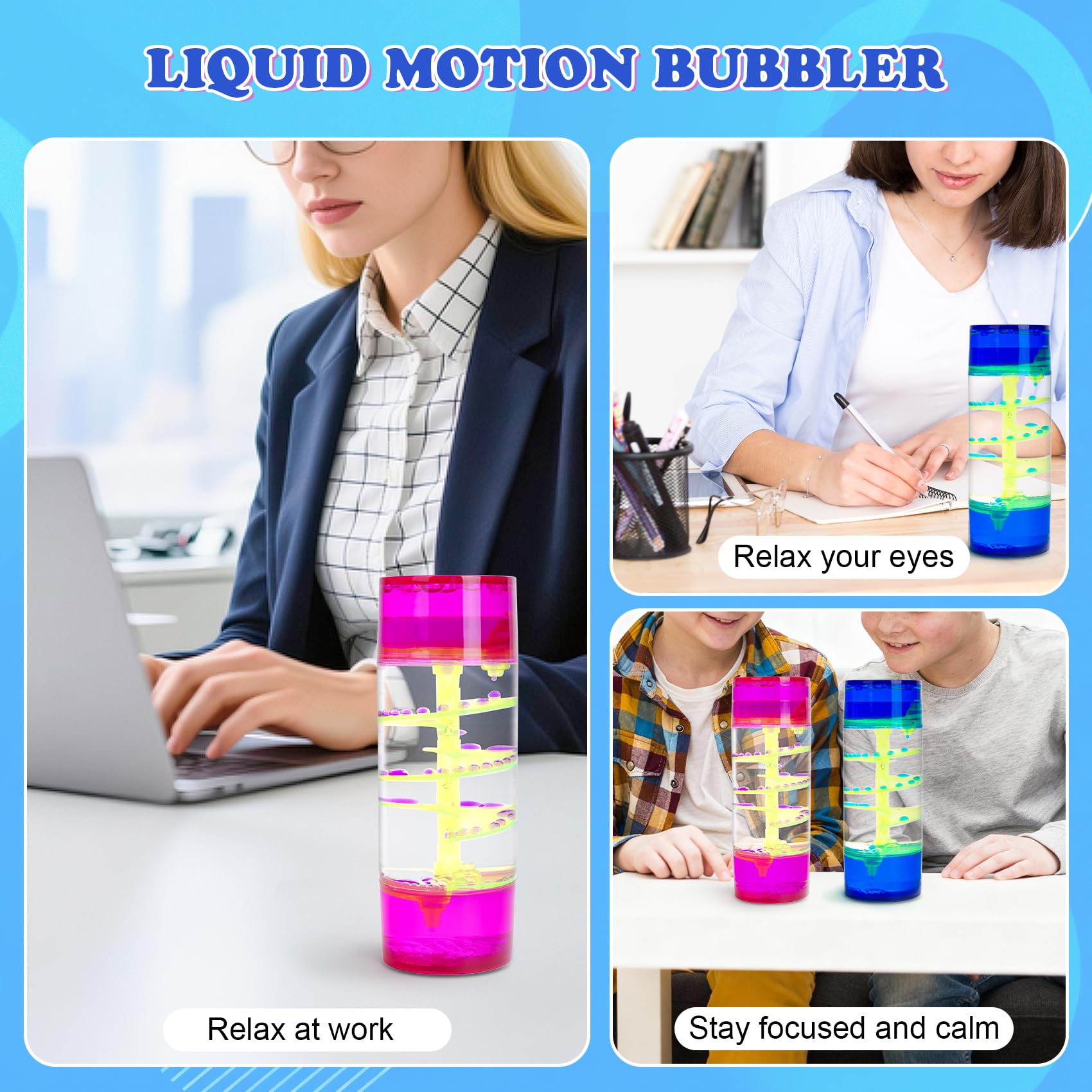 LULUFUN Liquid Motion Timer Bubbler, Sensory Toys for Visual Relaxation Colorful Oil Hourglass, Calm Stress Relief Desk Toys - Image 2