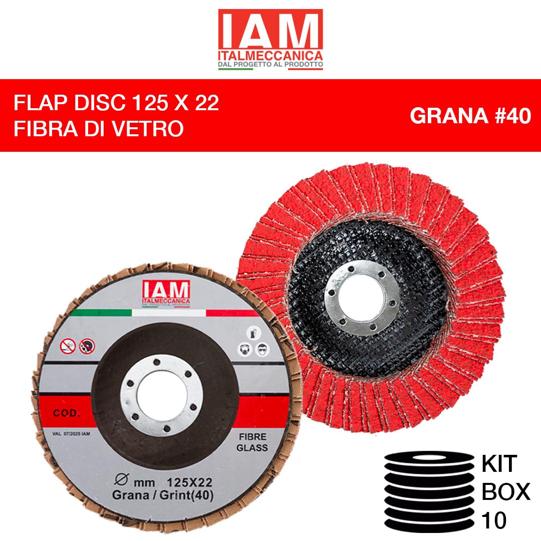 Flap Disc Ceramico Doppia Lamella | 125 x 22 mm | Grana 40 | 10 Pezzi | Dischi smerigliatrice | Dischi Lamellari Professionali Abrasivo Zirconio |Dischi Abrasivi Lamellare