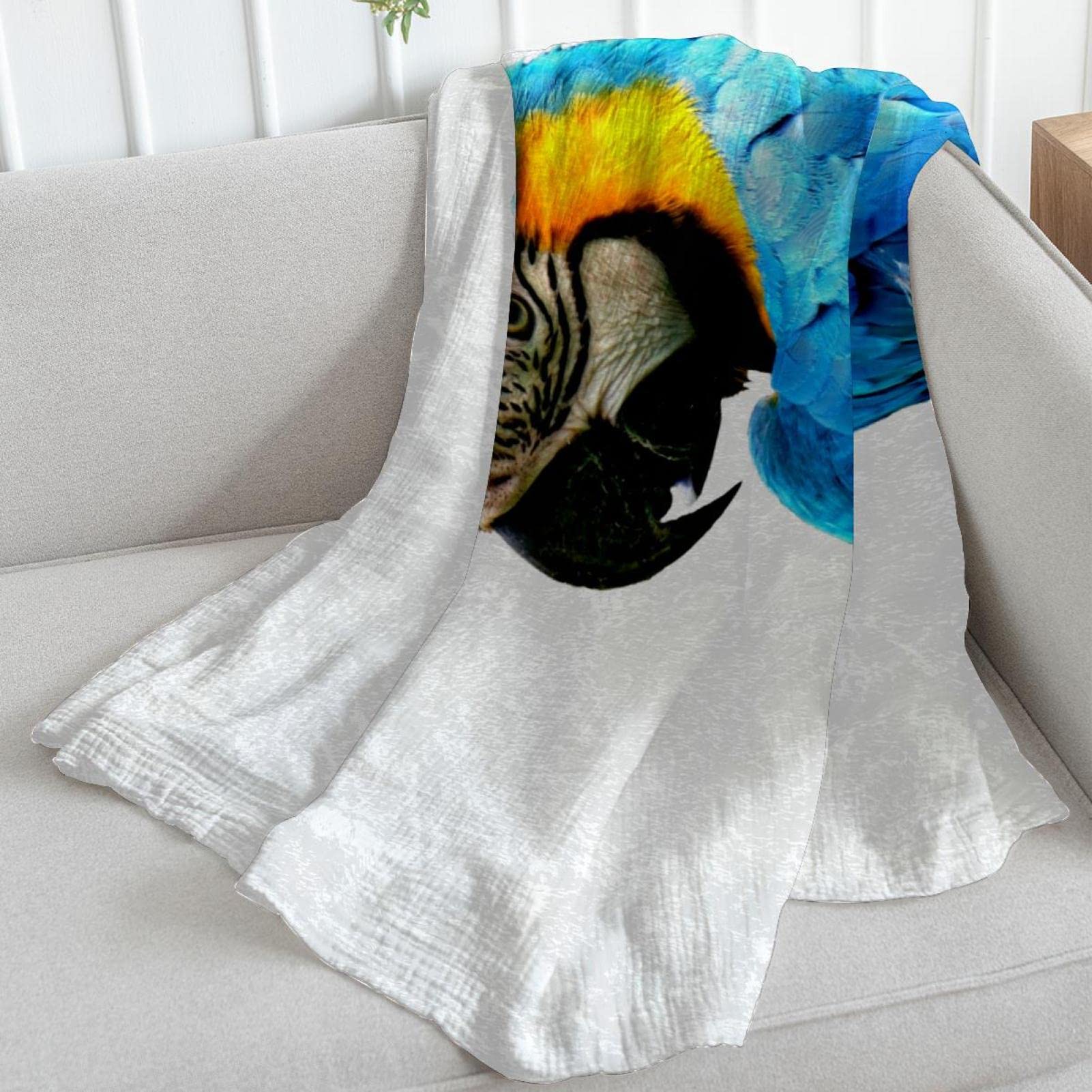 Coperta Morbida In Flanella Con Cacatua | Decorativa Per Divano E Camera Da Letto | Leggera E Accogliente