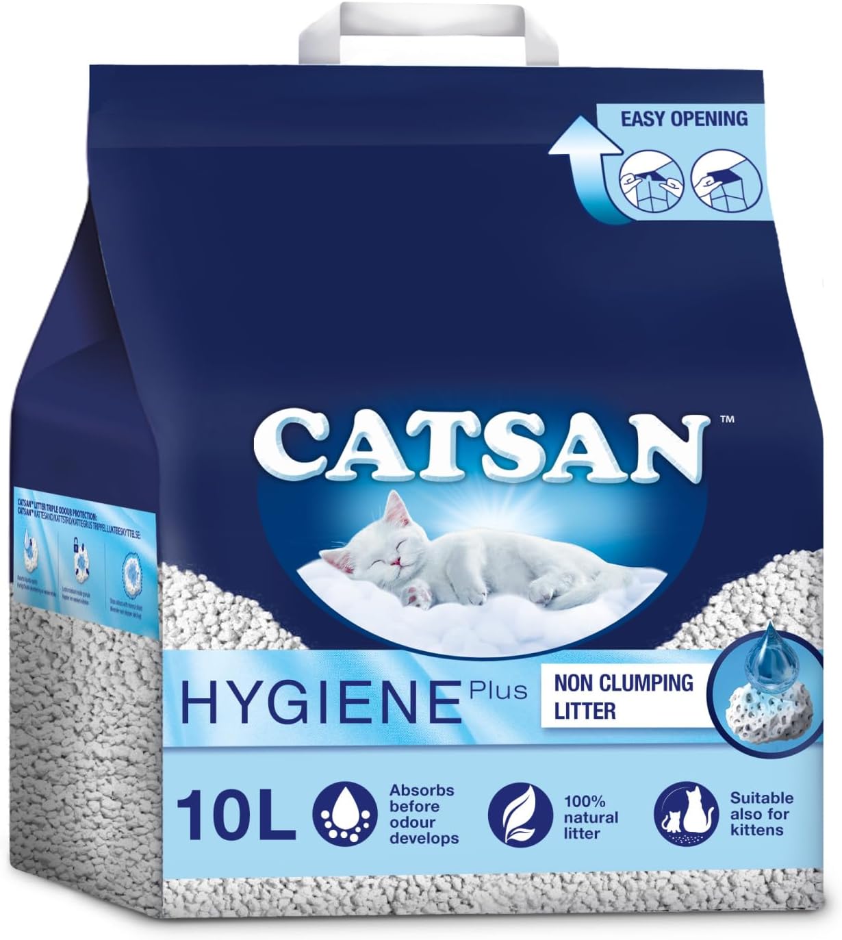 Catsan Hygiene Non-Clumping Cat Litter  100 Percent Natural  Absorbent  10 Litre  White