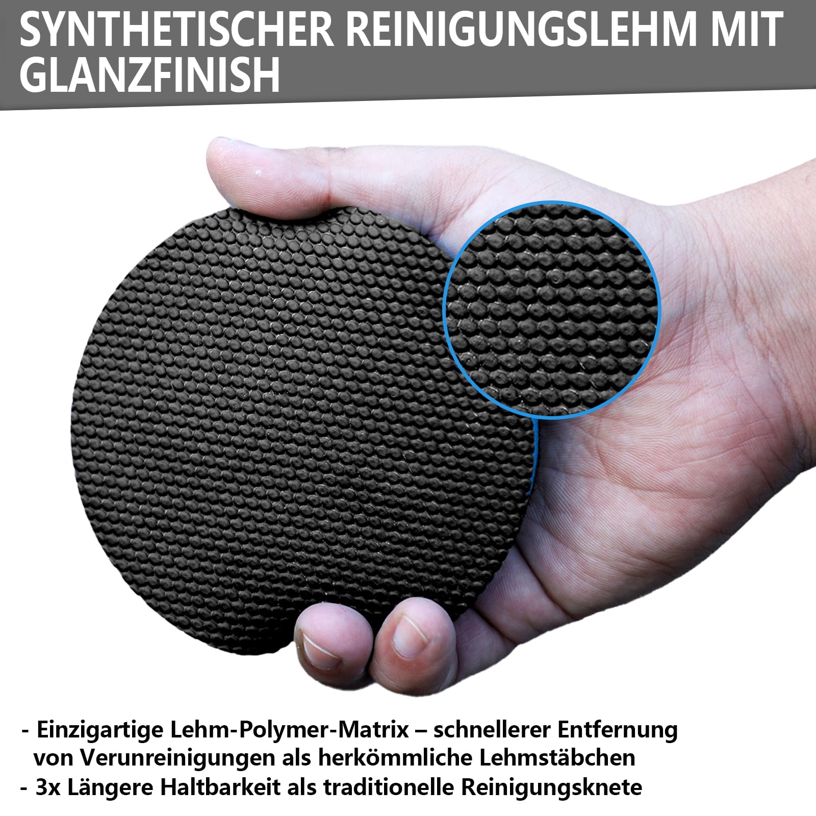 Clay Pad (diametro 150 mm) | Set di plastilina per la pulizia dell'auto | Set di plastilina per la rimozione delicata di ruggine, resina, catrame, residui di insetti | Car Clay Bar, plastilina per