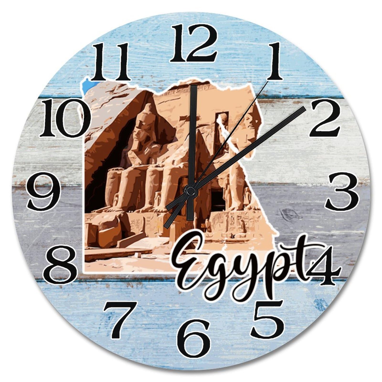 Horloge murale Égypte sans bruit pendule en bois pour retrouver le calme