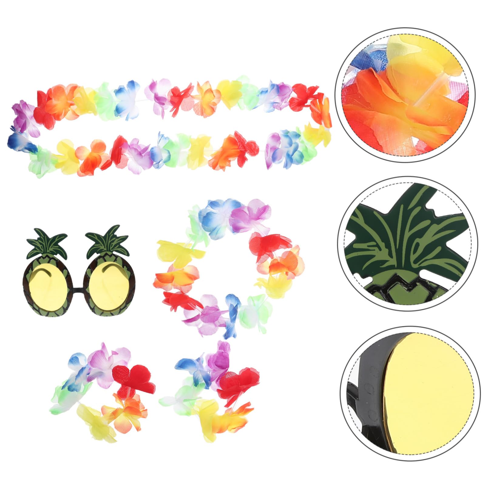 Abaodam 2 Juegos Gafas Hawaianas Collar De Fotos Para Fotos Collar Hawaiano Collar De Flores De Simulación Collar De Flores Hawaianas El Plastico Ropa Playa Banquete